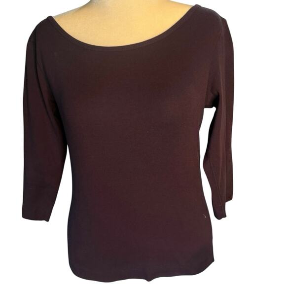 Three Dots 3/4 Sleeve British Tee - Large - Chocolate Plum - Picture 2 of 5